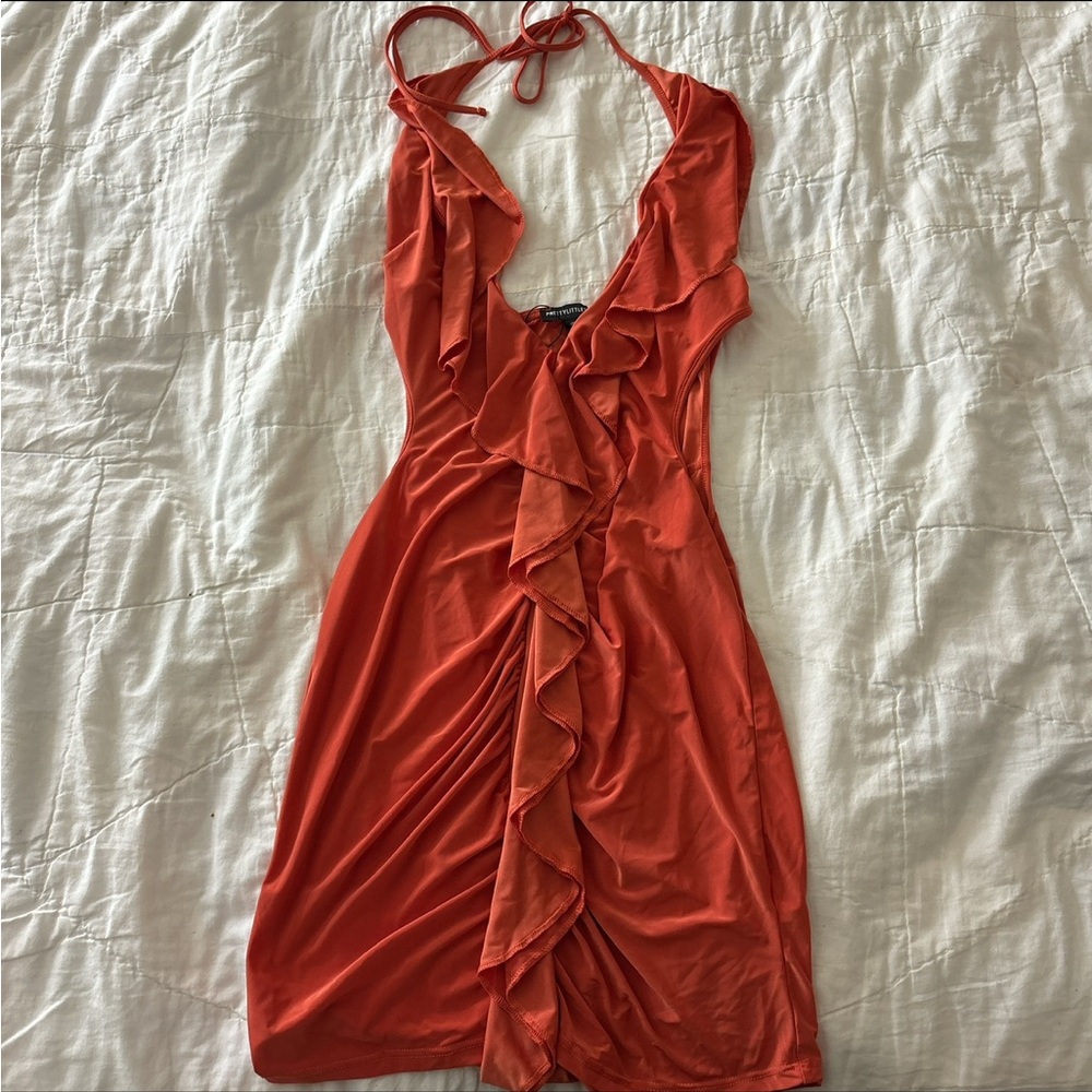 coral pretty little thing mini dress